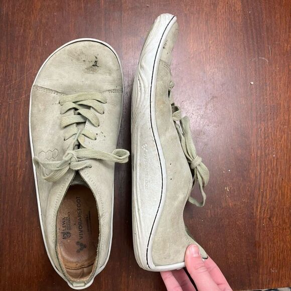 VivoBarefoot Addis Mens Gray Sneakers 11.5 45M Leather Trainer Low Top Lace Up - Picture 2 of 6